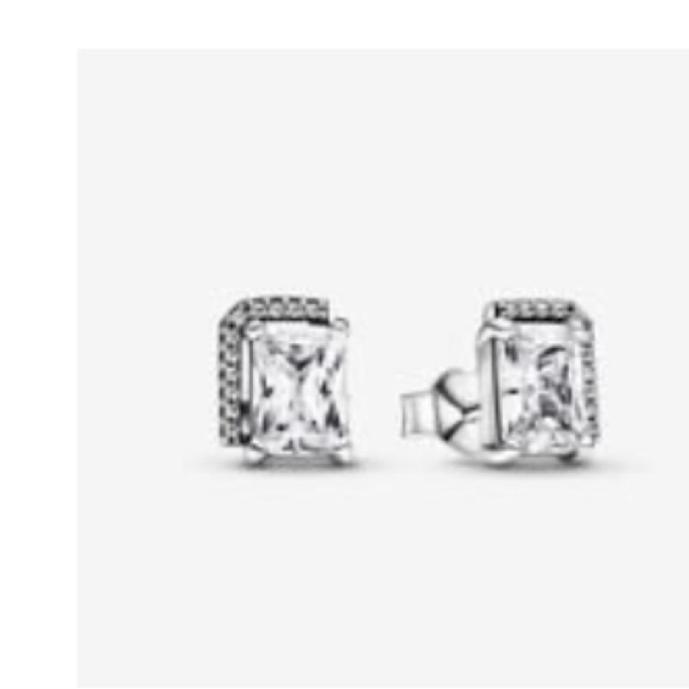 Pandora Rectangular Sparkling Halo Stud Earrings - image 2